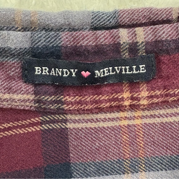 BRANDY MELVILLE Wylie Button Down Flannel Red and Gray Checkered 100% Cotton - Picture 4 of 8